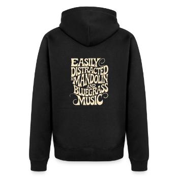 Faszination für Mandoline und Bluegrass - Unisex Premium Bio Zip Hoodie - Schwarz - Hinten - Nico (187cm)