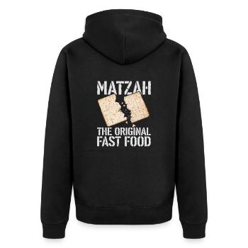Kosher enjoyment in style - Unisex Premium Organic Zip Hoodie - black - Back - Nico (187cm)