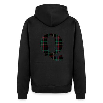 Monogramme q tartan écossais - Veste à capuche bio Premium Unisexe - noir - Dos - Nico (187cm)