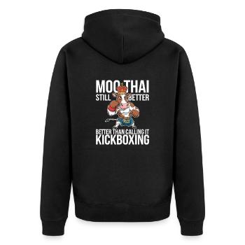 Conception créative de cadeaux Muay Thai - Veste à capuche bio Premium Unisexe - noir - Dos - Nico (187cm)