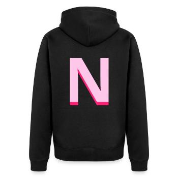 Pop and modern pink letter n - Unisex Premium Organic Zip Hoodie - black - Back - Nico (187cm)