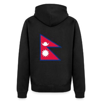 Nepal - Unisex Premium Bio Zip Hoodie - Schwarz - Hinten - Nico (187cm)