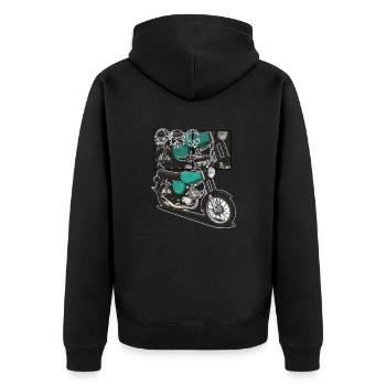 S51 (turquoise) // Illustration - Unisex Premium Organic Zip Hoodie - black - Back - Nico (187cm)