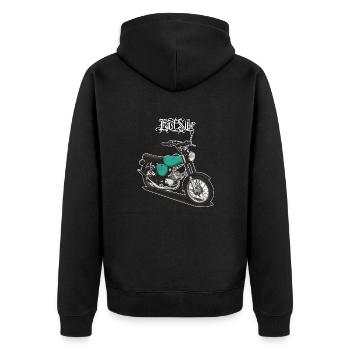 S51 (turquoise) // Illustration - Veste à capuche bio Premium Unisexe - noir - Dos - Nico (187cm)