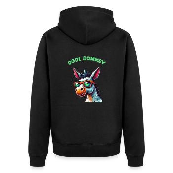 esel comic cool - Unisex Premium Bio Zip Hoodie - Schwarz - Hinten - Nico (187cm)