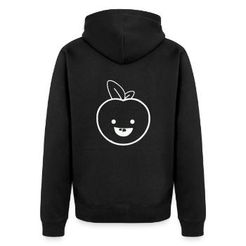 apple smile - Unisex Premium Organic Zip Hoodie - black - Back - Nico (187cm)