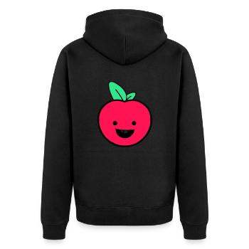 apfel smile - Unisex Premium Bio Zip Hoodie - Schwarz - Hinten - Nico (187cm)