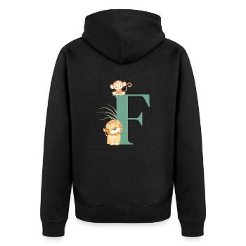 Letter f green jungle animals - Unisex Premium Organic Zip Hoodie - black - Back - Nico (187cm)