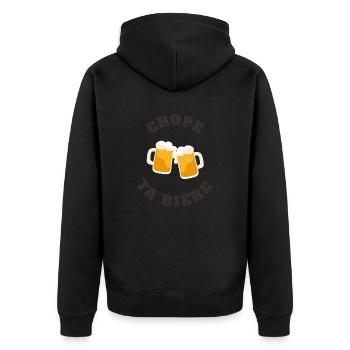 chope ta biere homme femme humour biere - Veste à capuche bio Premium Unisexe - noir - Dos - Nico (187cm)