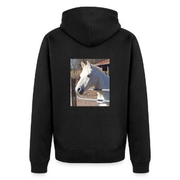 Portrait de cheval blanc - Veste à capuche bio Premium Unisexe - noir - Dos - Nico (187cm)