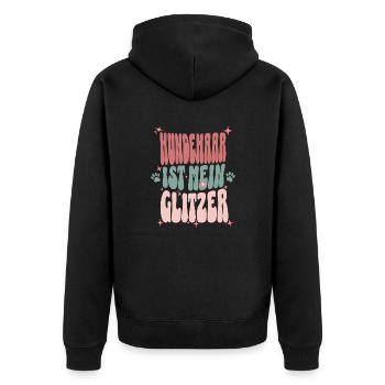 Hundehaar & Glitzer – Lustiges Retro Hunde Design - Unisex Premium Bio Zip Hoodie - Schwarz - Hinten - Nico (187cm)