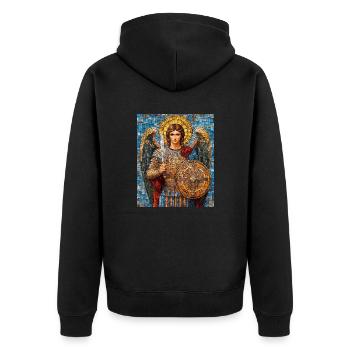 Archange Michel en armure Peinture Mosaïque - Veste à capuche bio Premium Unisexe - noir - Dos - Nico (187cm)