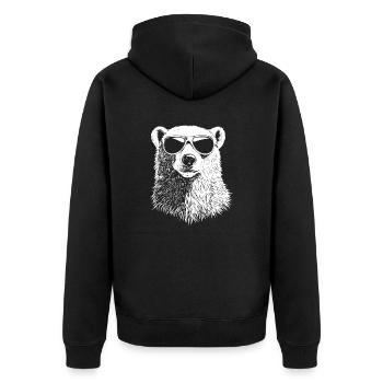 Cool Polar Bear Sunglasses Summer Bear - Unisex Premium Organic Zip Hoodie - black - Back - Nico (187cm)