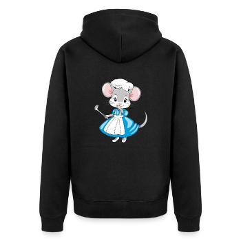 Souris de chef rieuse avec une louche à la main - Veste à capuche bio Premium Unisexe - noir - Dos - Nico (187cm)