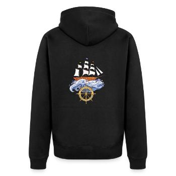 Sailing ship - Unisex Premium Organic Zip Hoodie - black - Back - Nico (187cm)