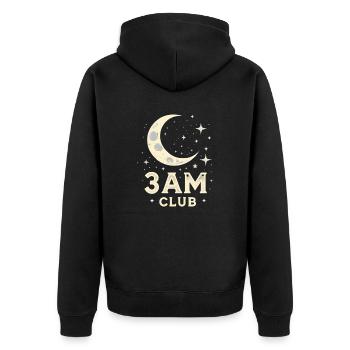 Sleepless Club – Midnight Mood Edition - Unisex Premium Organic Zip Hoodie - black - Back - Nico (187cm)