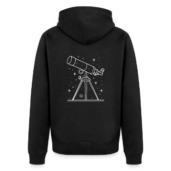 Fine Line Telescope & Starry Sky - Unisex Premium Organic Zip Hoodie - black - Back - Nico (187cm)