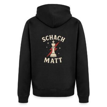 Schach Matt - Unisex Premium Bio Zip Hoodie - Schwarz - Hinten - Nico (187cm)