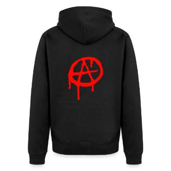 Anarchy A - Unisex Premium Bio Zip Hoodie - Schwarz - Hinten - Nico (187cm)