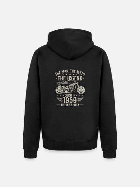 1959 Vintage Man Myth Legend Motorcycle - Unisex Premium Organic Zip Hoodie - black
