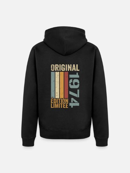 1974 Limited Edition Verjaardagscadeau 1974 - Uniseks Premium bio ziphoodie - zwart