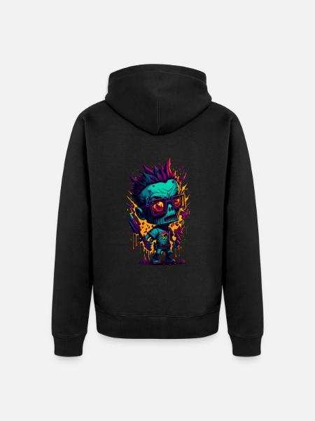 Bunter cooler Zombie - Unisex Premium Bio Zip Hoodie - Schwarz