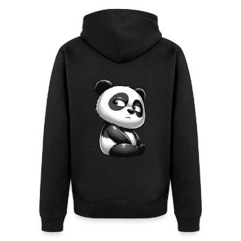 Skeptical Panda Cartoon Cute Doubt - Unisex Premium Organic Zip Hoodie - black - Back - Nico (187cm)