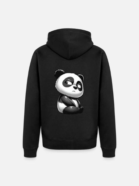 Skeptical Panda Cartoon Cute Doubt - Unisex Premium Organic Zip Hoodie - black
