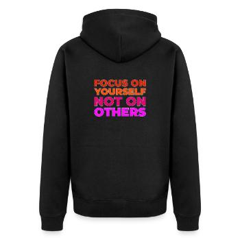 Focus on yourself - Unisex Premium Organic Zip Hoodie - black - Back - Nico (187cm)