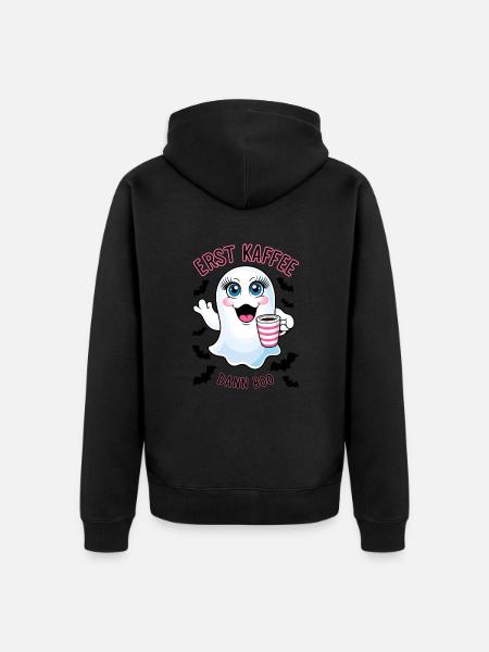 Süßer Geist mit Kaffee - Unisex Premium Bio Zip Hoodie - Schwarz