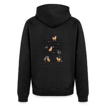 Music notes with Shiba Inu with Cherrie blossoms - Unisex Premium Bio Zip Hoodie - Schwarz - Hinten - Nico (187cm)