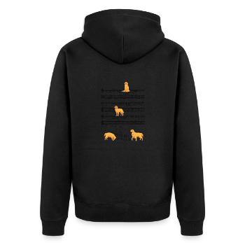 Golden Retriever Hund Musik Noten Geschen - Unisex Premium Bio Zip Hoodie - Schwarz - Hinten - Nico (187cm)
