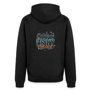 Catching Fish? Optional! Fisherman Fishing Shirt - Unisex Premium Organic Zip Hoodie - black - Back - Nico (187cm)