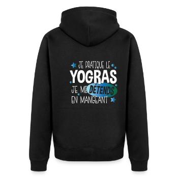 Yogras Yoga Détendre Manger Cadeau Humour Food - Veste à capuche bio Premium Unisexe - noir - Dos - Nico (187cm)