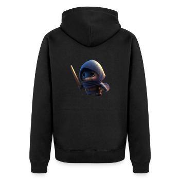 Sweet Ninja , Minininja - Unisex Premium Bio Zip Hoodie - Schwarz - Hinten - Nico (187cm)