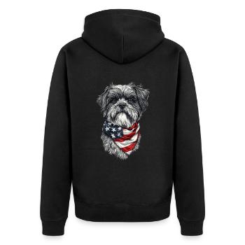 Lhasa Apso - Unisex Premium Bio Zip Hoodie - Schwarz - Hinten - Nico (187cm)