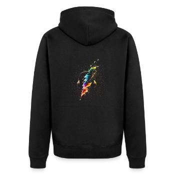 Neon DJ Rave Party - Unisex Premium Bio Zip Hoodie - Schwarz - Hinten - Nico (187cm)