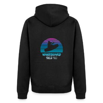Wakeboard, since 1960 - Unisex Premium Bio Zip Hoodie - Schwarz - Hinten - Nico (187cm)