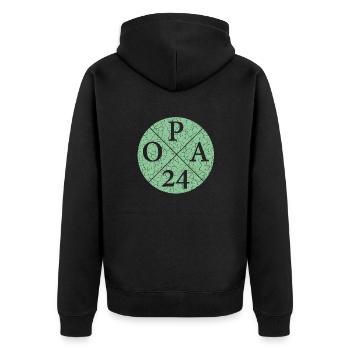 Opa 24 Geschenk Großvater Zukünftiger Opa 2024 - Unisex Premium Bio Zip Hoodie - Schwarz - Hinten - Nico (187cm)