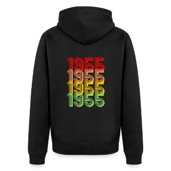 1955 Retro 70. Geburtstag Geschenk Jahrgang 1955 - Unisex Premium Bio Zip Hoodie - Schwarz - Hinten - Nico (187cm)