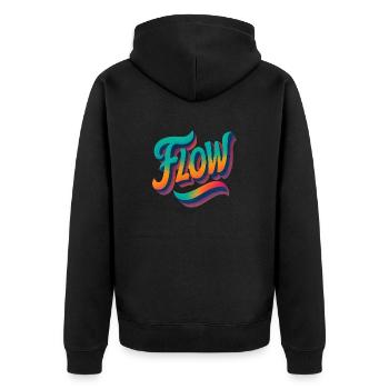 Lassen Sie es fließen - Unisex Premium Bio Zip Hoodie - Schwarz - Hinten - Nico (187cm)