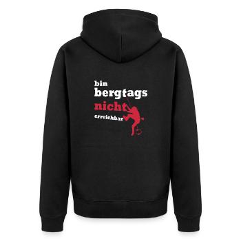 Bergsteigen wandern klettern - Unisex Premium Bio Zip Hoodie - Schwarz - Hinten - Nico (187cm)