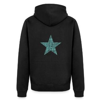 blauer Stern, blue star, Vintage Star - Unisex Premium Bio Zip Hoodie - Schwarz - Hinten - Nico (187cm)