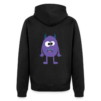 Starring Purple Monster - Unisex Premium Organic Zip Hoodie - black - Back - Nico (187cm)