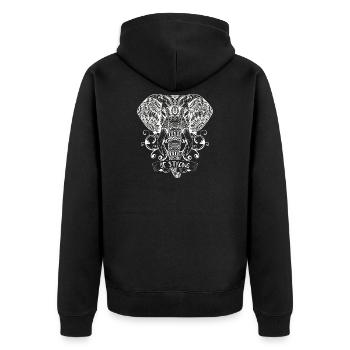 Mandala Elefant - Unisex Premium Bio Zip Hoodie - Schwarz - Hinten - Nico (187cm)