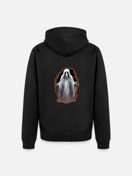 Halloween Ghost - Unisex Premium Organic Zip Hoodie - black