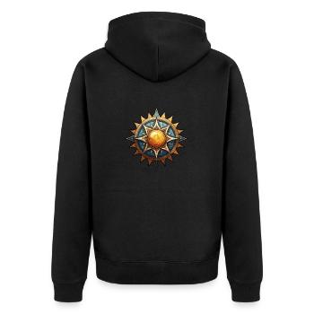 Künstlerische Sonne, Sonnensymbol, Stern - Unisex Premium Bio Zip Hoodie - Schwarz - Hinten - Nico (187cm)