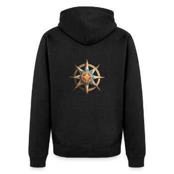 cardinal directions, compass - Unisex Premium Organic Zip Hoodie - black - Back - Nico (187cm)