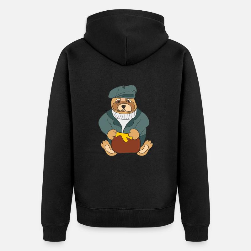Teddybär, - Unisex Premium Bio Zip Hoodie - Schwarz
