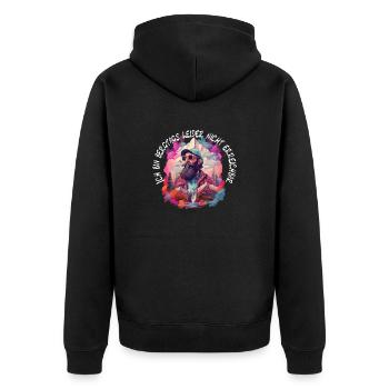 Wandern oder Klettern ohne erreichbar zu sein - Unisex Premium Bio Zip Hoodie - Schwarz - Hinten - Nico (187cm)